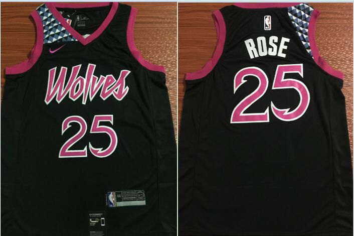 Men Minnesota Timberwolves #25 Rose Black City Edition Nike Game NBA Jerseys->minnesota timberwolves->NBA Jersey